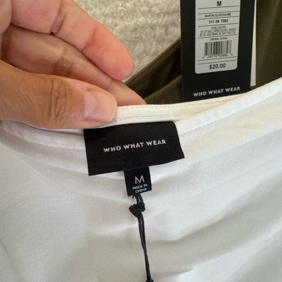 Who What Wear One Shoulder Dresses in White and Olive pair cotton blend - Picture 6 of 10